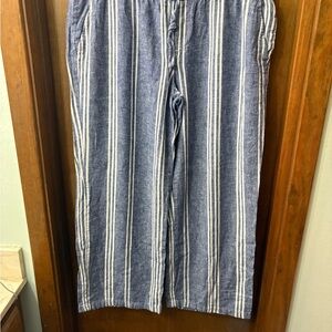 Old Navy Striped Blue and White Linen Pants size L